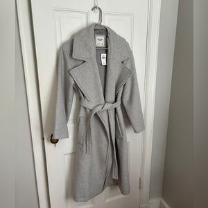 Abercrombie & Fitch Wool Belted Coat in Grey